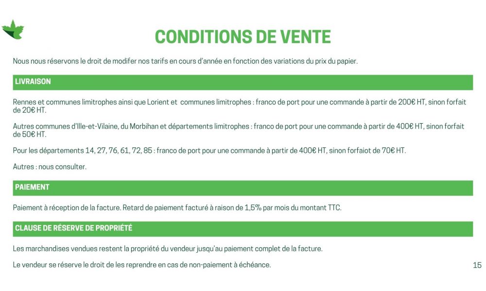 15. Conditions De Vente